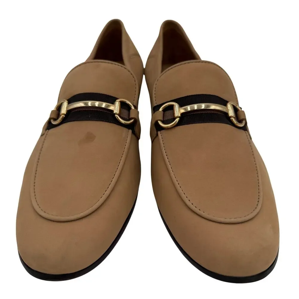 Aldo Men's Tan Leather Slip On Buckle Loafers Size 11